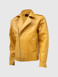 Mens Yellow Biker Leather Jacket
