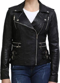 Womens Genuine Leather Bikers Jacket Slim Fit