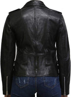 Womens Genuine Leather Bikers Jacket Slim Fit