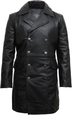 Mens Genuine Leather Jacket U Boat Captains Military Style Vintage