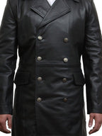 Mens Genuine Leather Jacket U Boat Captains Military Style Vintage