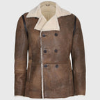 Faith Men’s Brown Distressed Aviator Leather Jacket