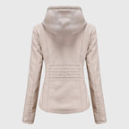 Womens White Hooded Leather Jacket