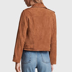 Women’s Brown Suede Leather Biker Jacket