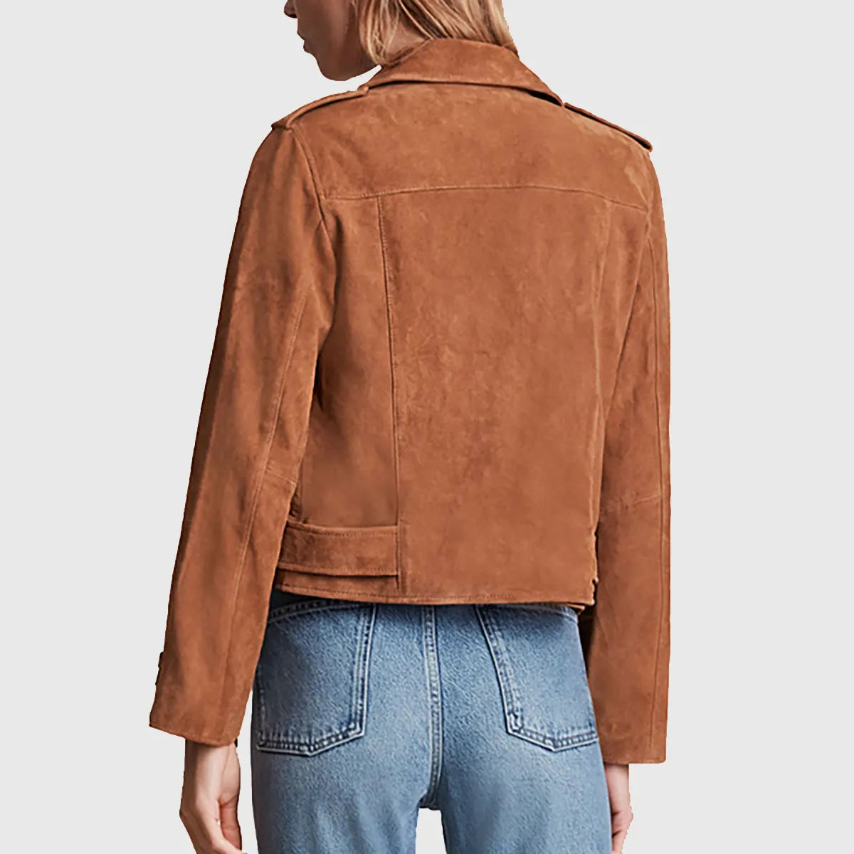 Women’s Brown Suede Leather Biker Jacket