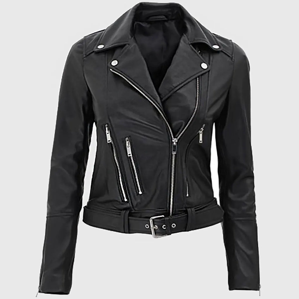 Women’s Black Biker Leather Jacket