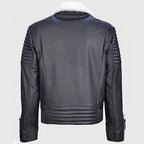 Men’s Black Shearling Leather Biker Jacket