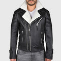 Men’s Black Shearling Leather Biker Jacket