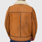 Tejan Men’s Brown B-3 Bomber Leather Jacket