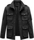 Mens  M-65 Field Jackets Military Black Hip-Length Large Exterior Pockets Hooded Outdoor