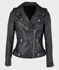 Allison Black Biker Leather Jacket