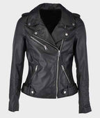 Allison Black Biker Leather Jacket