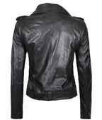 Women’s Motorcycle Black Asymmetrical Leather Jacket