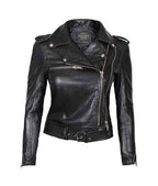 Women’s Motorcycle Black Asymmetrical Leather Jacket